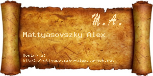 Mattyasovszky Alex névjegykártya